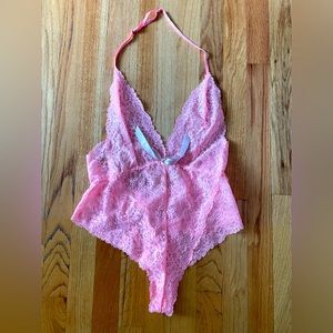 NWOT pink Victoria’s Secret one piece Lace sexy nighty lingerie womens babydoll